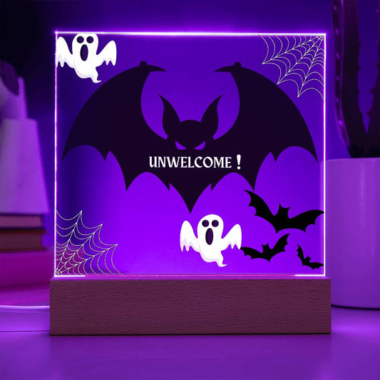 Spooky Bats & Ghosts Halloween LED Plaque