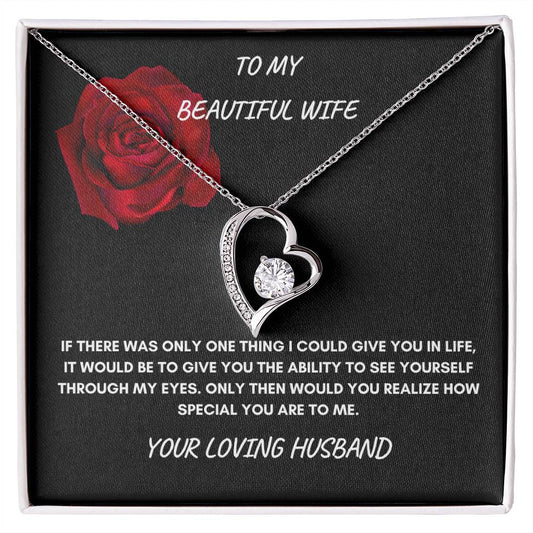 "To My Beautiful Wife" Forever Love Heart Necklace