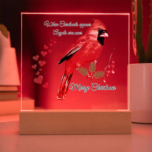 Acrylic Cardinal Christmas Plaque